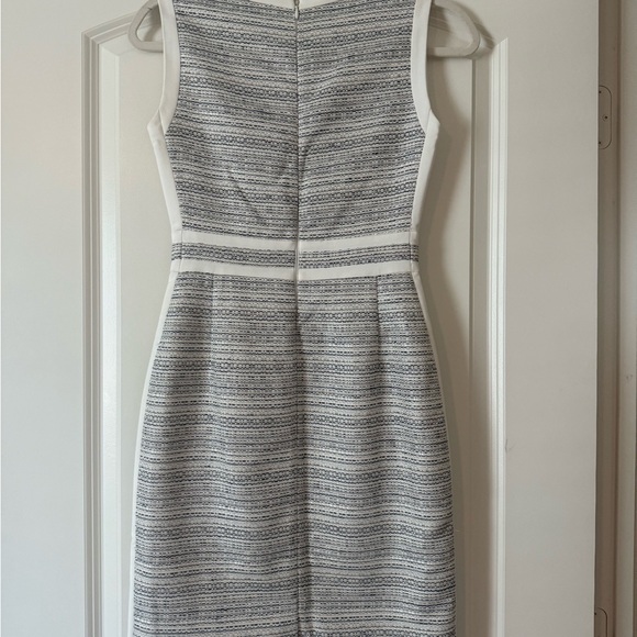 White and Gray Pleated Sheath Midi Dress - Picture 2 of 3